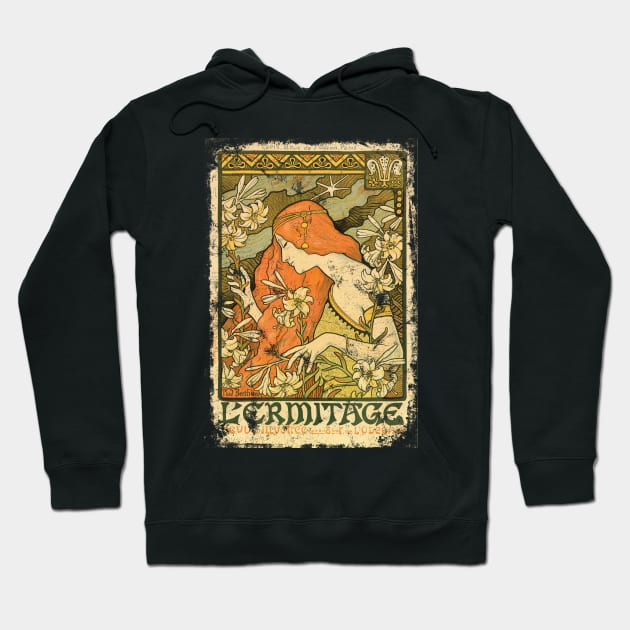 Art Nouveau - L'Ermitage Alphonse Mucha Hoodie by AltrusianGrace